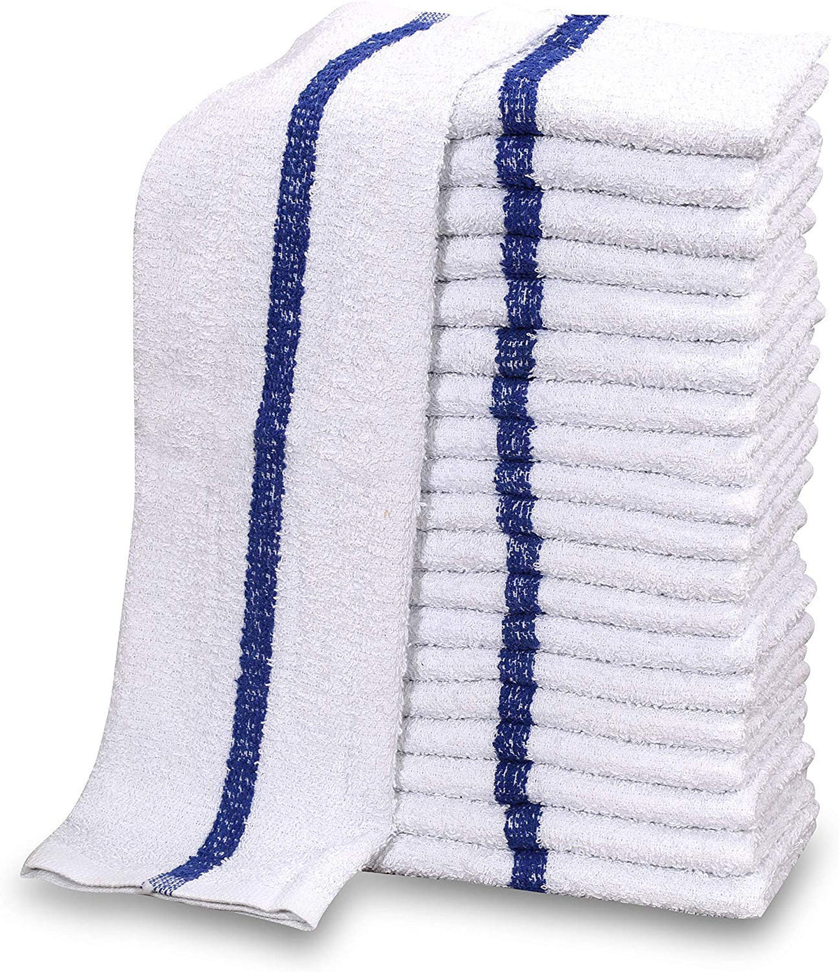 12 PC New Cotton Blend White Restaurant Bar Mops Kitchen Towels (1 Dozen) (12, Gold Stripe)