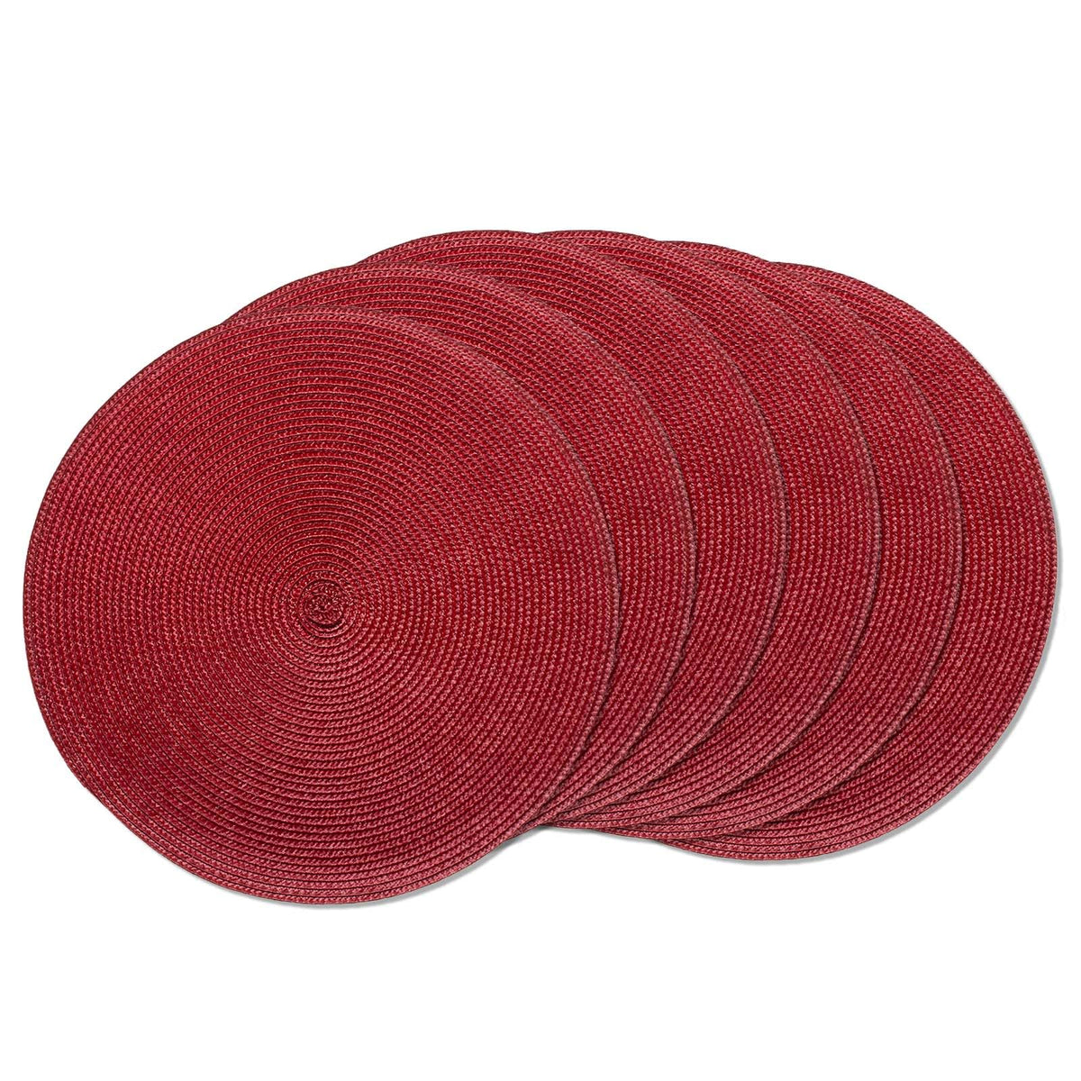 AHHFSMEI Round Placemats Set of 6 Heat Resistant Washable Non-Slip Woven Braided Table Mats for Dining Table Kitchen & Home Decor (Black)