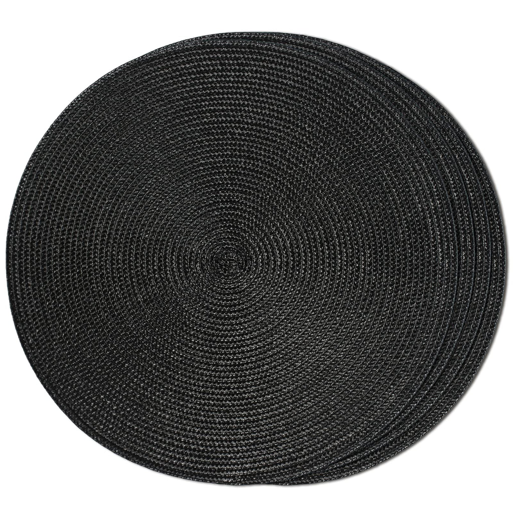 FunWheat Round Braided Placemats Set of 6 Table Mats for Dining Tables Woven Washable Non-Slip Place mats 15 in(Blue, 6pcs)
