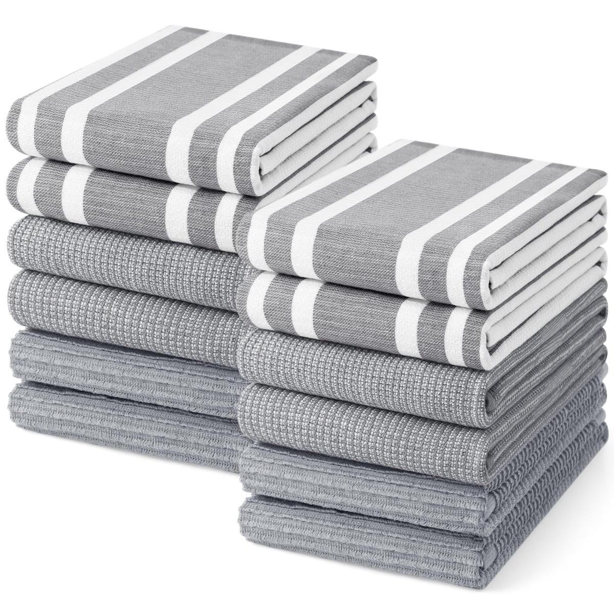 Homaxy Cotton 380 GSM Premium Kitchen Towels, 18"x 28", 6 Pack, Khaki