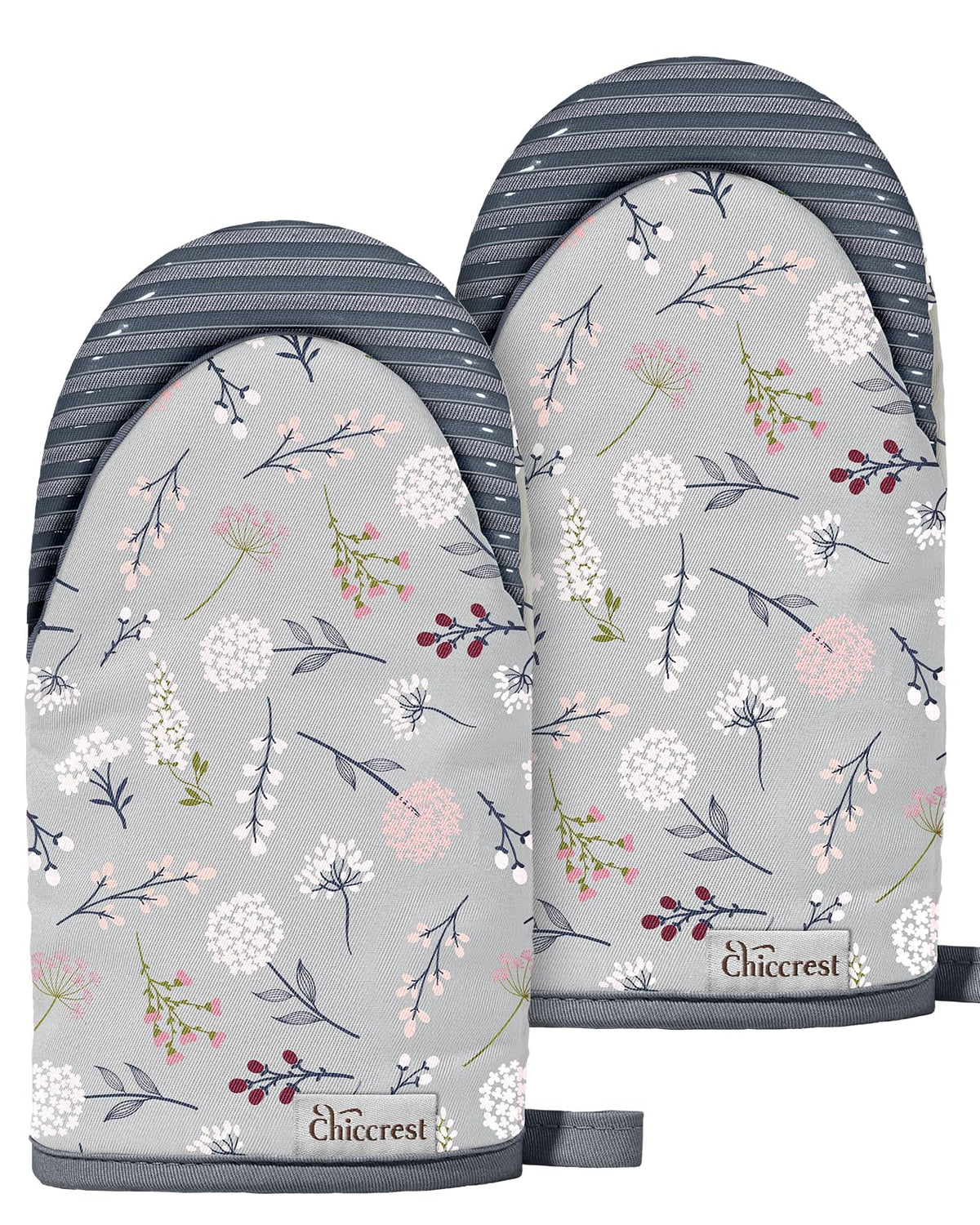 100% Thick Cotton Mini Oven Mitts Silicone Grip Lemon & Birds