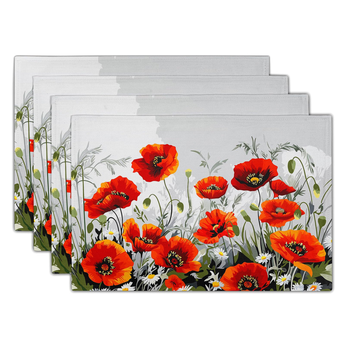 Giwawa Boho Ethnic Placemats Set of 4 Vintage Orange Brown Retro Flower Decorative Linen Table Place Mats 12"x18" Rustic Country Style Floral Place Mats Heat Resistance for Kitchen Dining Farmhouse