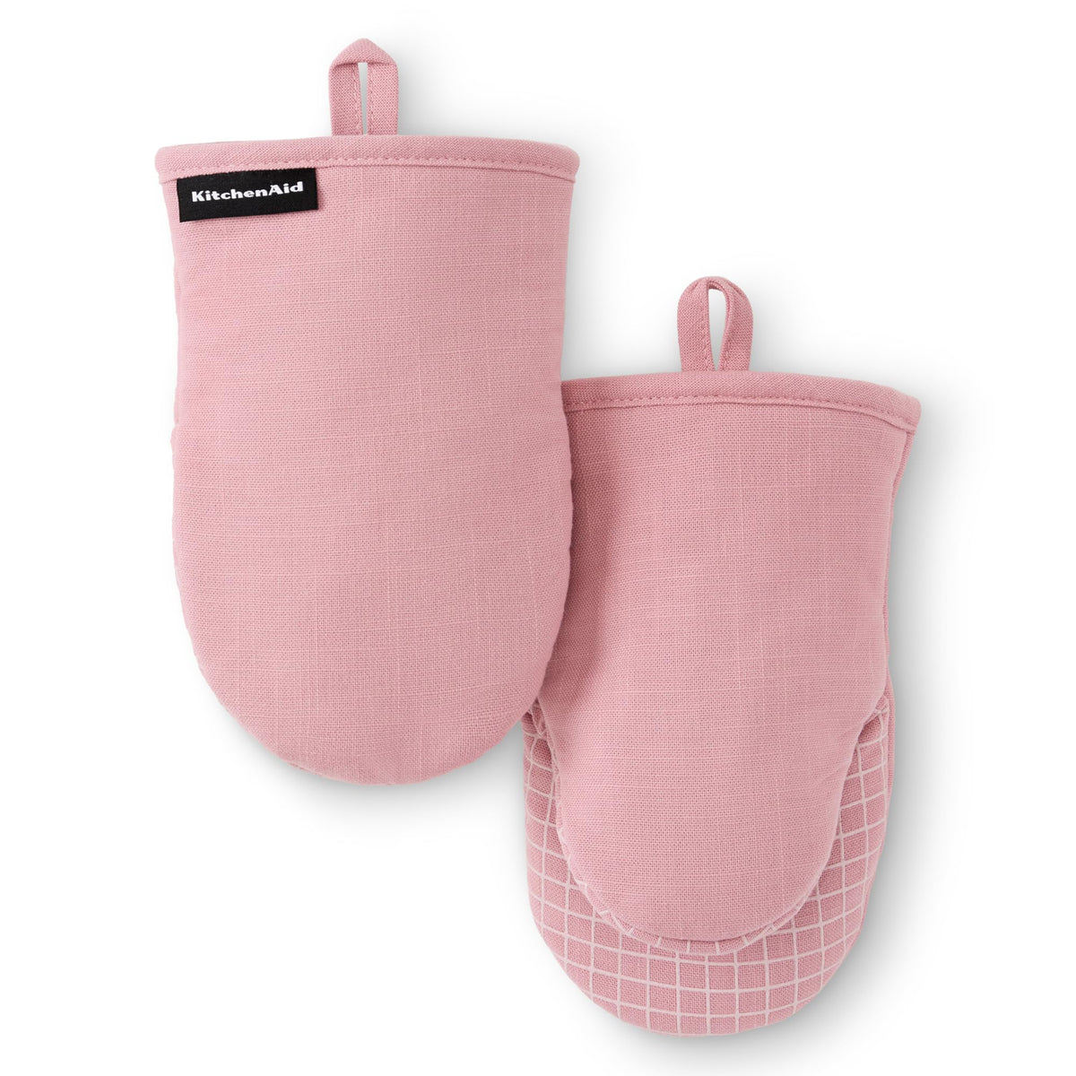 KITCHENAID Gourmet Series Gridlines Mini Oven Mitts 2-Pack Set, Heat Resistant up to 600°F, Soft Silicone Grip, Magnetic Cuff, Passion Red, 5.5"x9"