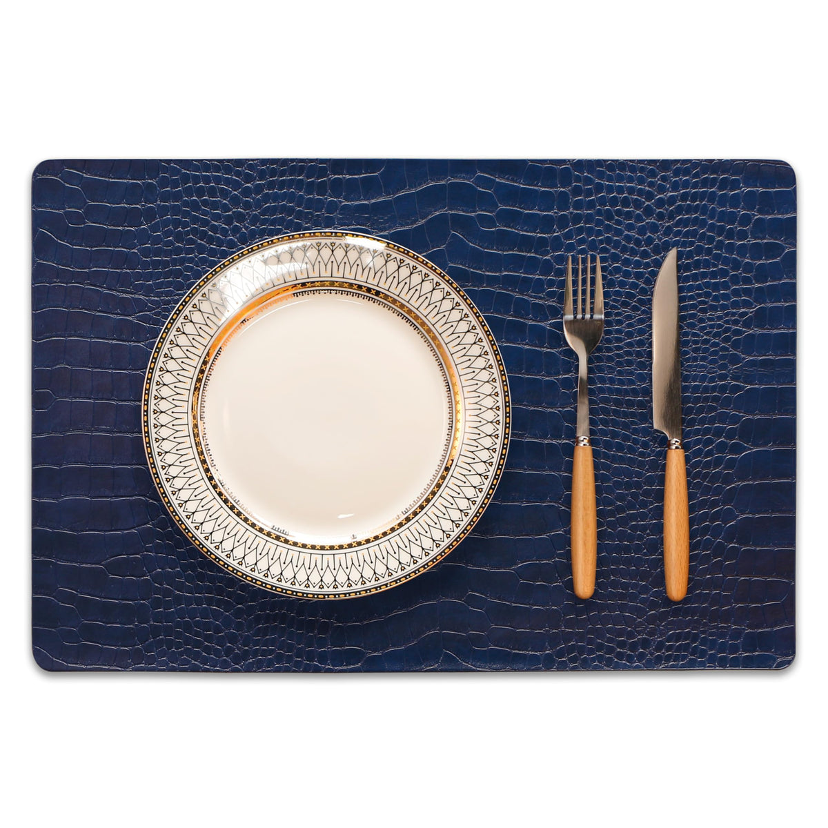 Set of 4 Faux Leather Placemats, PU Table Mats, Waterproof, Stain Resistant, Heat Resistant, Easy to Clean for Kitchen Dining Table,Conference Table