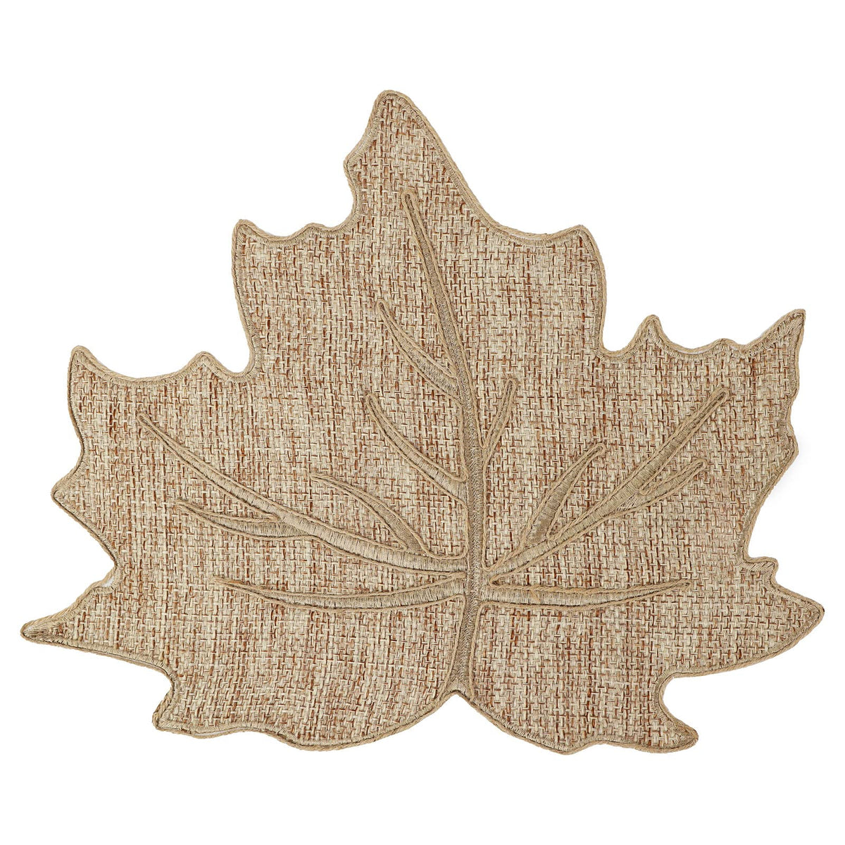 Feuille Fall Placemats Set of 4 – Leaf Placemats for Thanksgiving Harvest Natural Color Burlap, Polyester Autumn Placemats for Fall Decorations