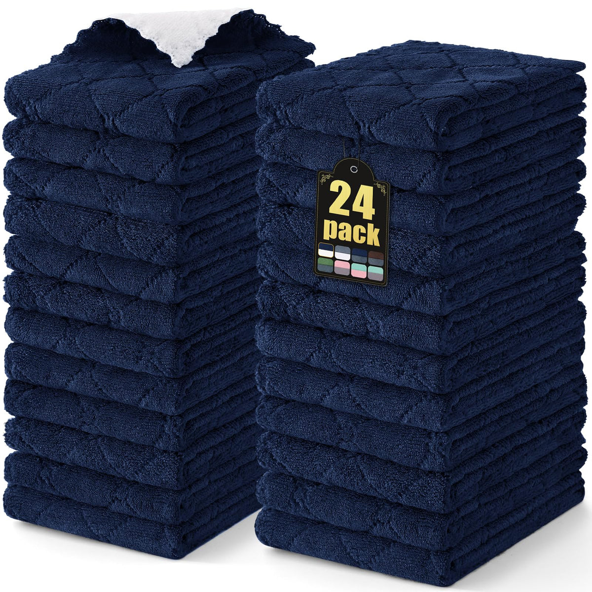 Mordimy 12 Pack Soft and Absorbent Kitchen Cloths, Dark Grey & White