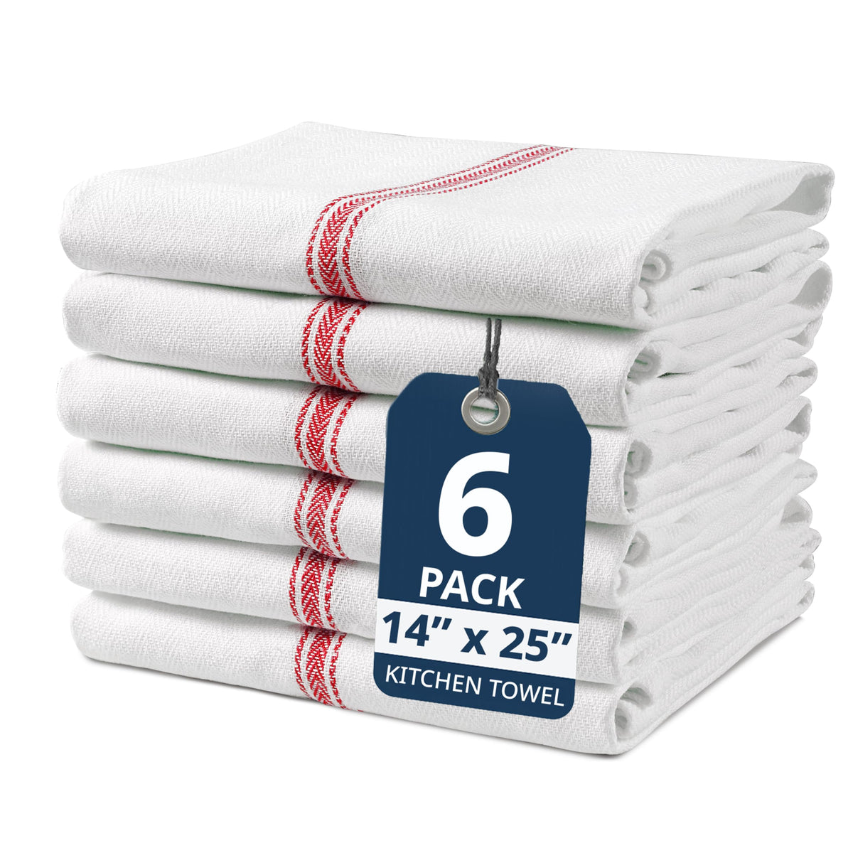 LANE LINEN Dish Towels 100% Cotton Absorbent Lint-Free 6 Pack