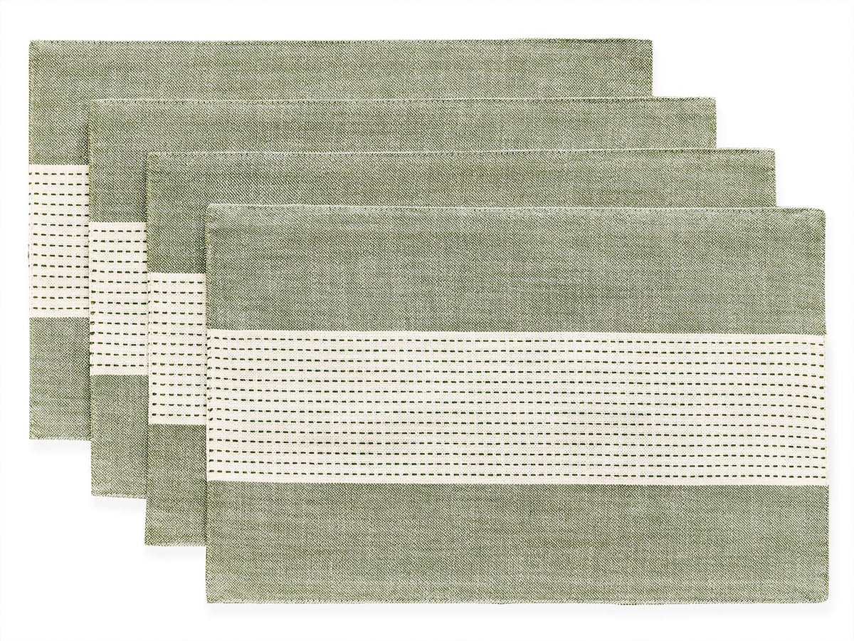 Wracra Linen Placemats, 12 x 18 Inch Set of 4 Placemats, Farmhouse Macrame Place Mats for Kitchen Table and Heat Resistant-Hemstitch Light Coffee 4PCS