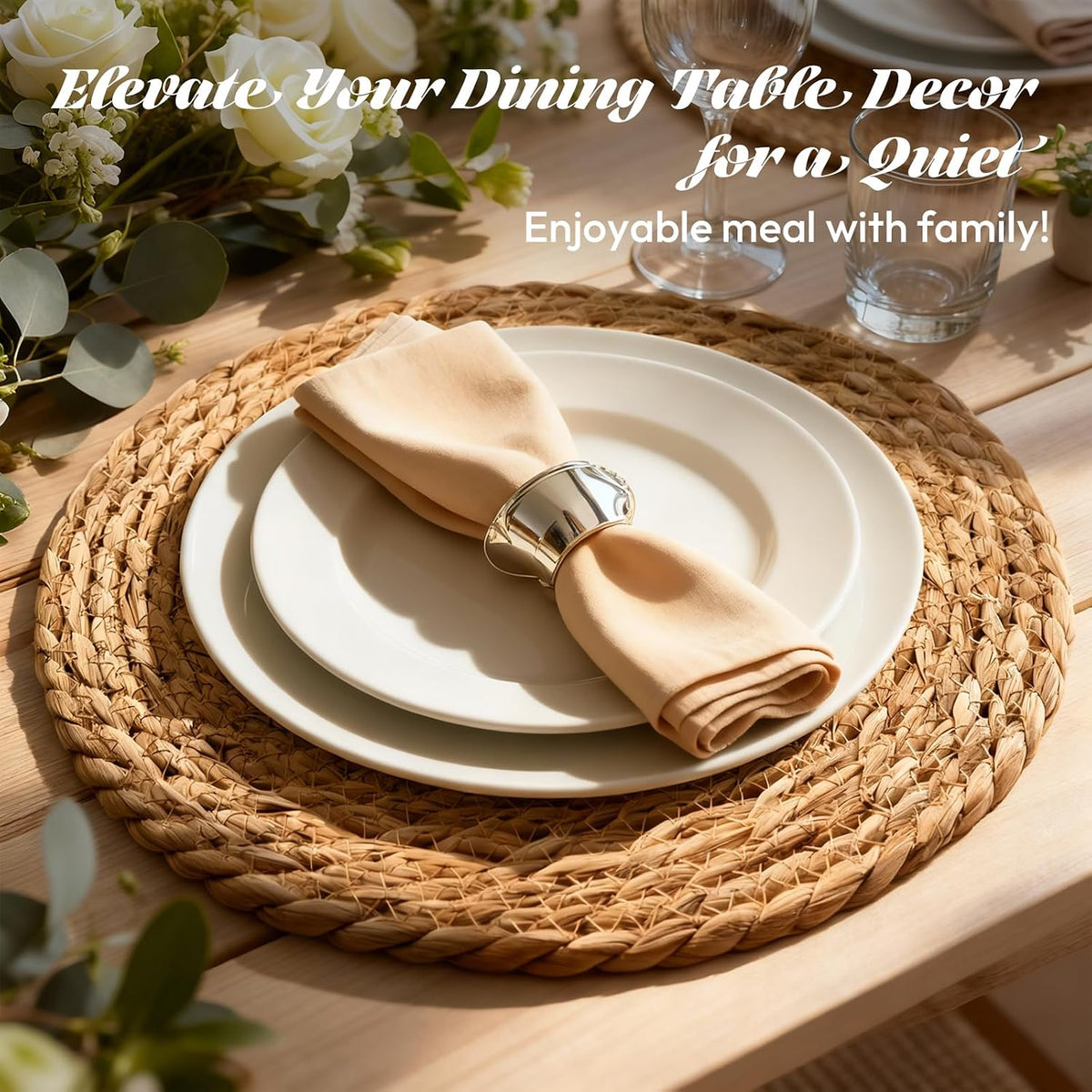 13" Round Woven Placemats Set of 12, Plate Chargers for Dining Table