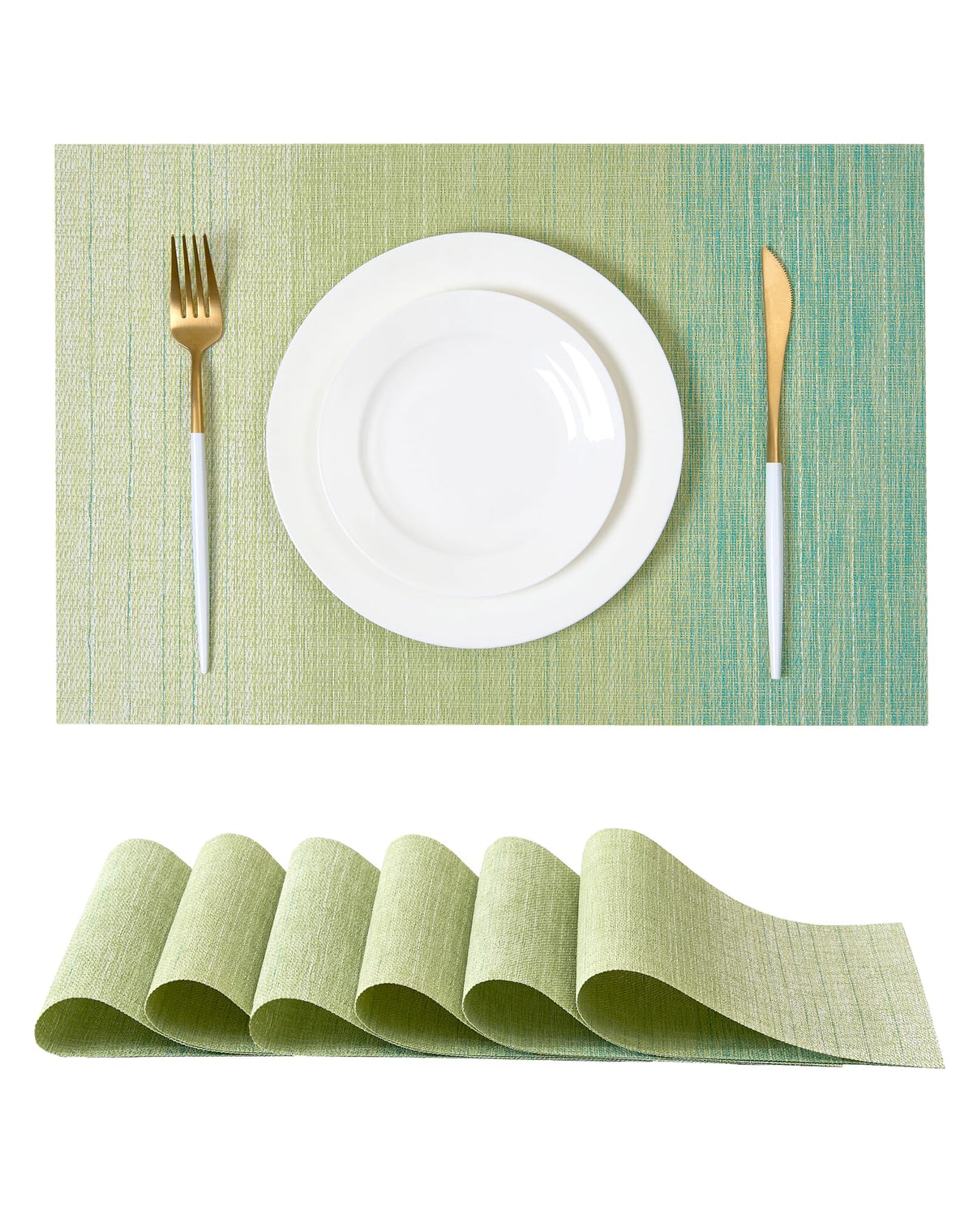 Beige White Placemats Set of 4 - Heat Resistant Non-Slip Place mats for Dining Table, Washable Durable PVC Vinyl Woven Table Mats(Beige White, 4)
