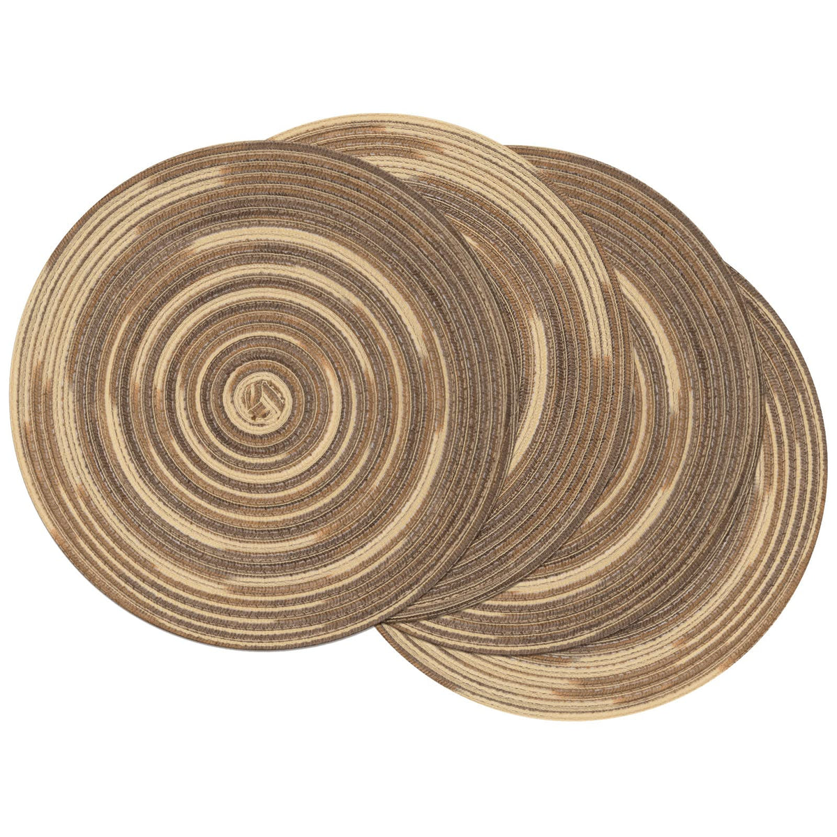 SHACOS Round Braided Placemats Set of 4 Washable Place Mats for Dining Tables 15 inch Non Slip Kitchen Table Mats (Beige, 4)