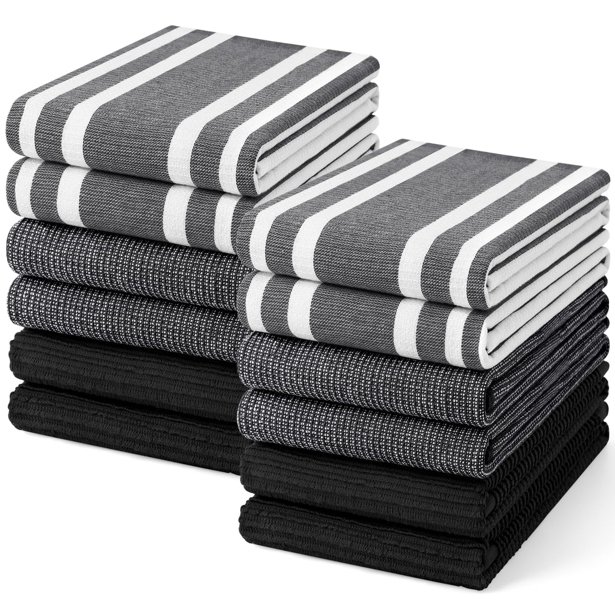 Homaxy Cotton 380 GSM Premium Kitchen Towels, 18"x 28", 6 Pack, Khaki