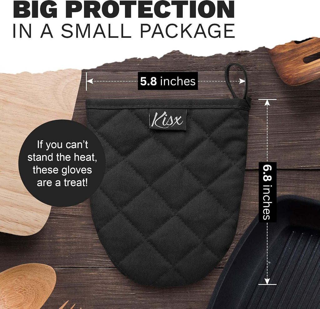 Oven Mitts Heat Resistant – (Black Color) Mini Oven Mitts, Silicone Gloves Heat Resistant, Kitchen Gloves for Cooking, Silicone Oven Mitts & Pot Holders Sets, Kitchen Pot Holders & Oven Mitts Sets