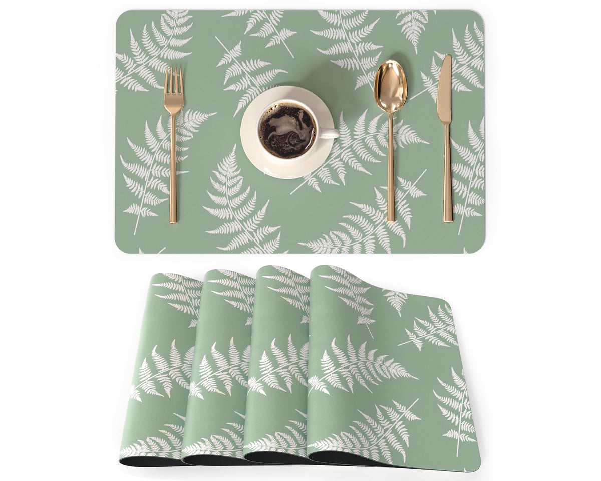 QIYI PU Leather Placemats Set of 6, 12"x18" Waterproof Table Mats, Dahlia