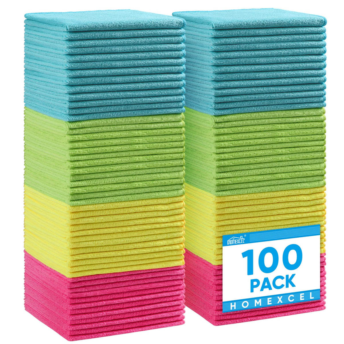 HOMEXCEL Microfiber Cleaning Cloth, Kitchen Towels 12 Pack, Lint Free, Scratch-Free, Highly Absorbent, Reusable Dish Towels for Kitchen and Household