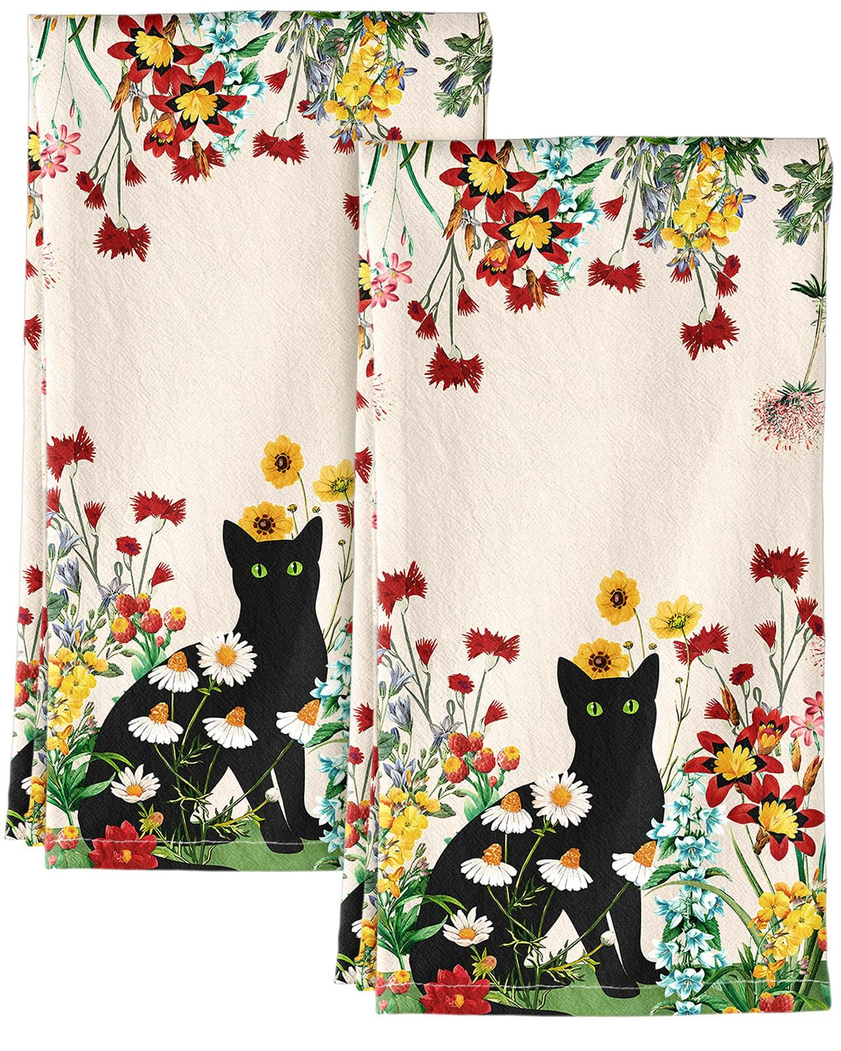 Miss Adola 150GSM Flour Sack Kitchen Towels Set of 2, Vintage Flower