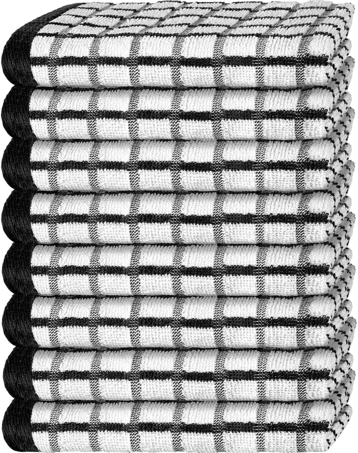 Premium Dish Towels for Kitchen, 8 Pack, 16x26 - 100% Cotton Kitchen Towels with Hanging Loop, Ultra Absorbent and Thick 410 GSM, Multicolor