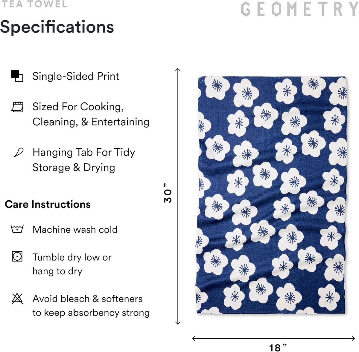 GEOMETRY Kitchen Tea Towels - Quick Dry Microfiber Dish Towels for Kitchen Every Bloom, 18" x 30" 2 Pack
