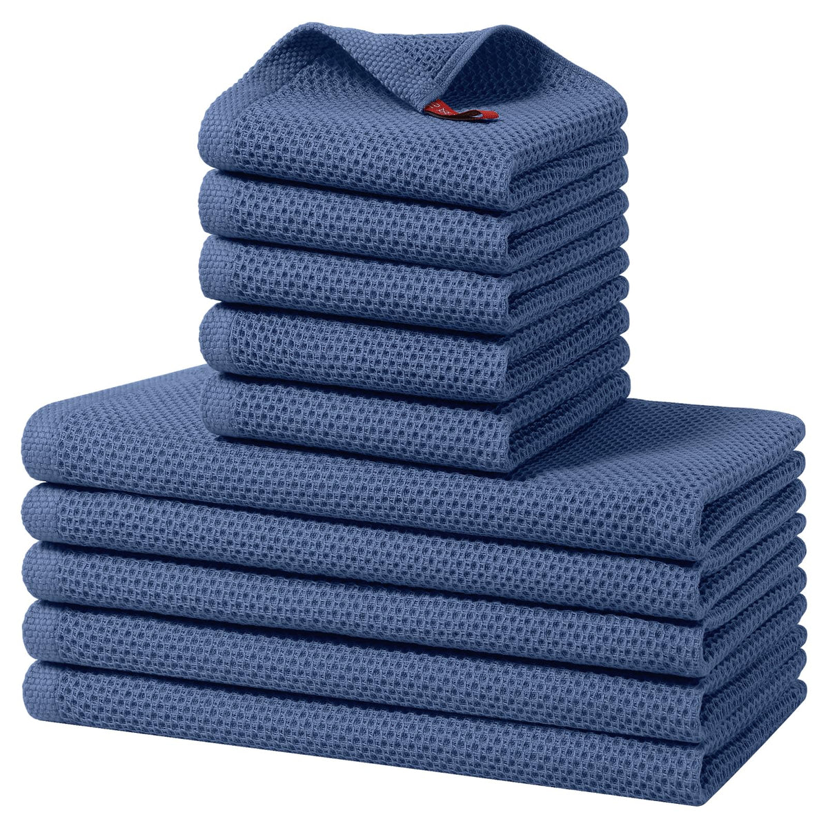 Kitinjoy 100% Cotton Kitchen Towels and Dishcloths Set, 8 Pack- Beige