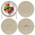 12 Inch Round Braided Placemats Set of 4,Washable Heat Resistant Cotton Polyester Circle Place Mats for Kitchen Dinner Party Table Decoration,Suitable for Plates Under 10 inches(Beige Medium Size)
