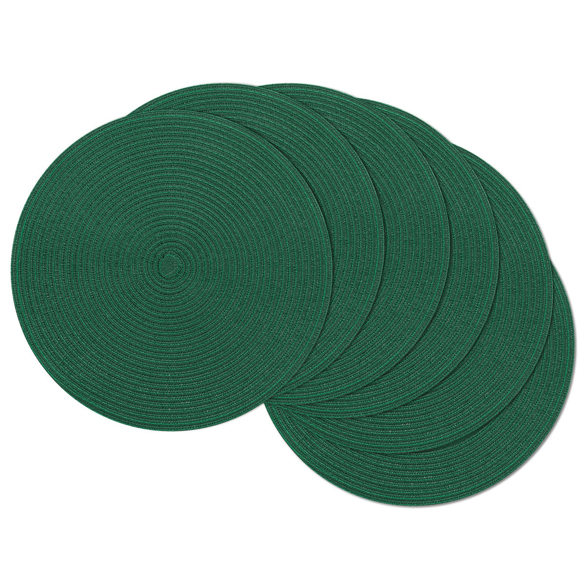 SHACOS Round Braided Placemats Set of 4 Washable Place Mats for Dining Tables 15 inch Non Slip Kitchen Table Mats (Beige, 4)