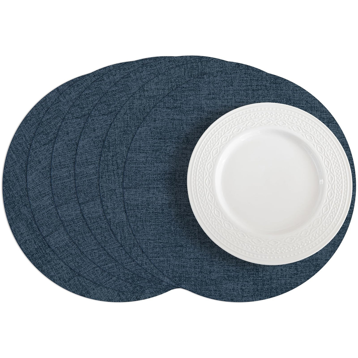 Romanstile Faux Leather Vinyl Placemats Set of 6, Beige