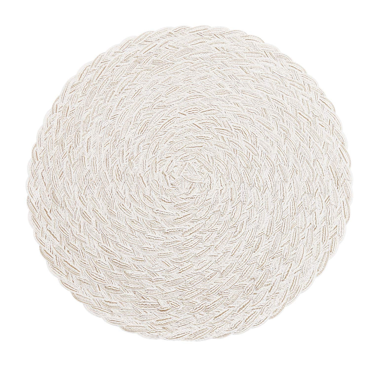 SHACOS Round Braided Placemats Set of 4 Washable Place Mats for Dining Tables 15 inch Non Slip Kitchen Table Mats (Beige, 4)