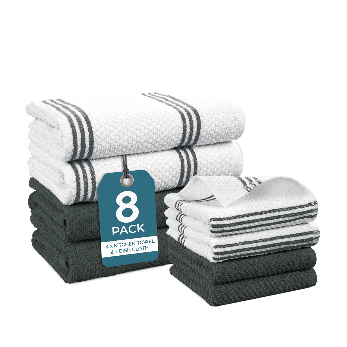Casa Platino Silicone Oven Mitts Set, 8-Piece – 500°F Heat Resistant Mini Oven Mitt, Potholders for Kitchens, 2 Kitchen Towels & 2 Dish Cloths – Durable, Non-Slip & Machine Washable – Cornflower