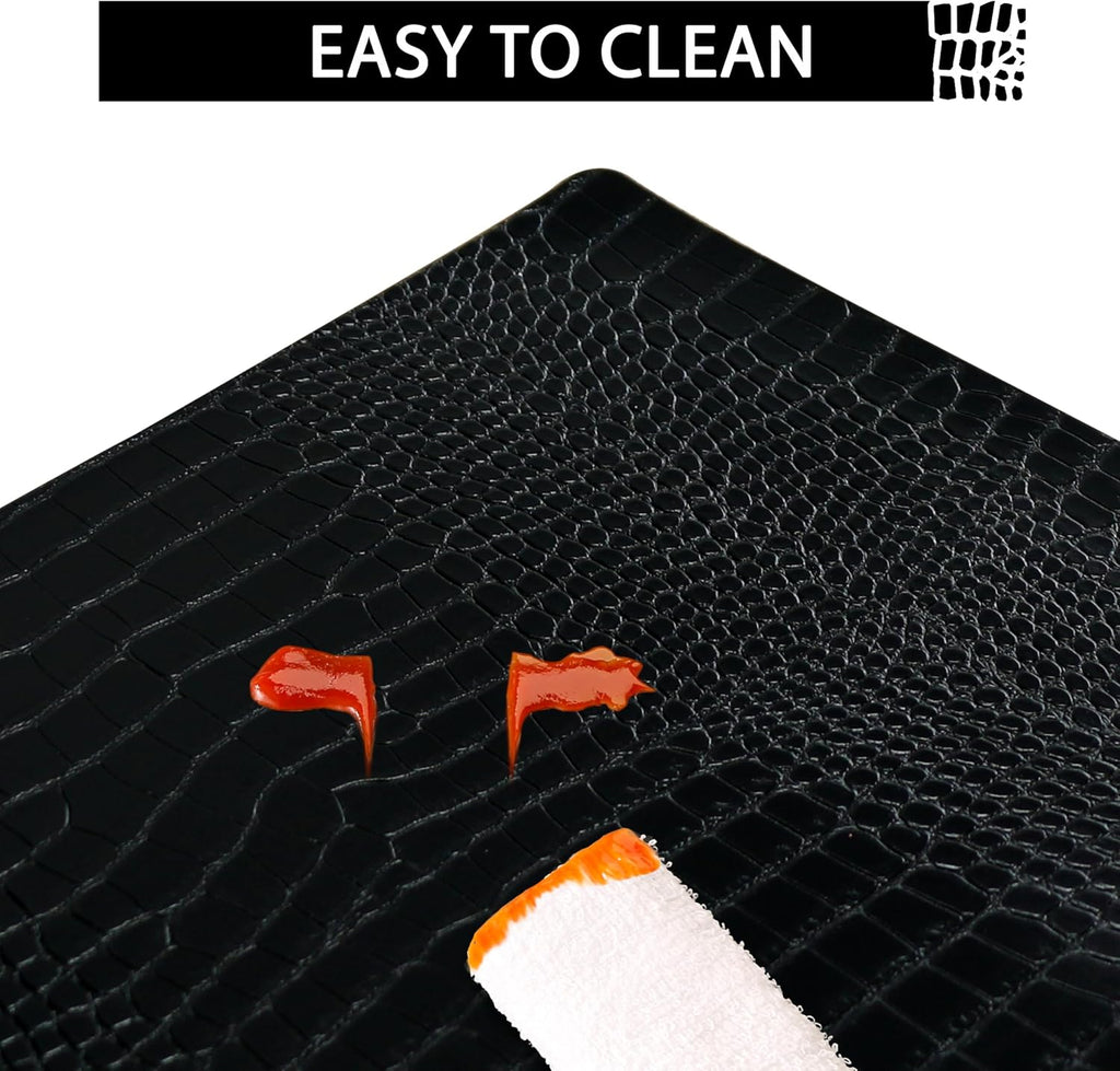 Set of 4 Faux Leather Placemats, PU Table Mats, Waterproof, Stain Resistant, Heat Resistant, Easy to Clean for Kitchen Dining Table,Conference Table