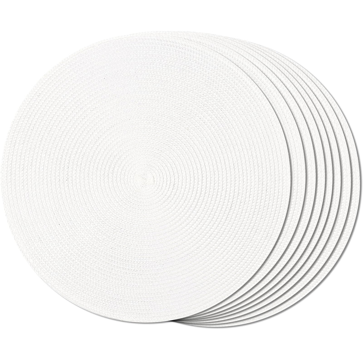 FunWheat Round Braided Placemats Set of 6 Table Mats for Dining Tables Woven Washable Non-Slip Place mats 15 in(Blue, 6pcs)