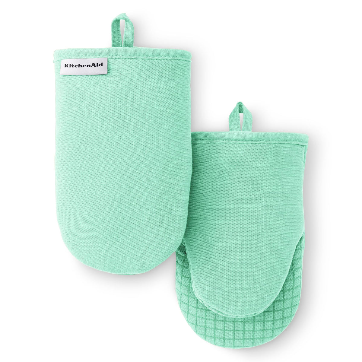 KITCHENAID Gourmet Series Gridlines Mini Oven Mitts 2-Pack Set, Heat Resistant up to 600°F, Soft Silicone Grip, Magnetic Cuff, Passion Red, 5.5"x9"