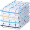 DecorRack Waffle Weave Kitchen Towels 15x25 in, Plaid, Gray (4 Pack)