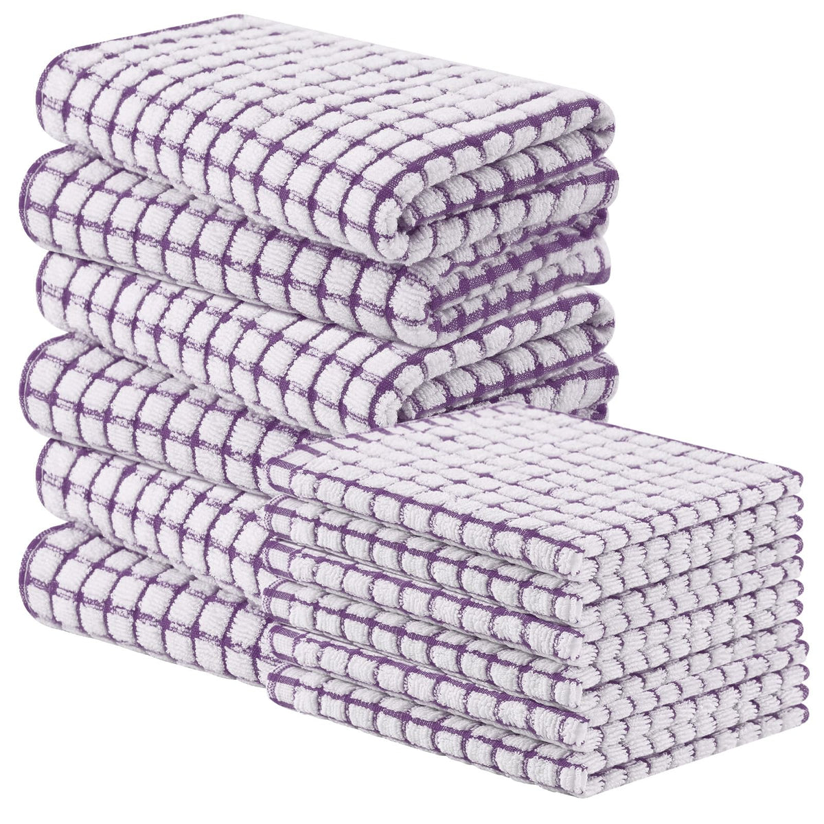 Homaxy Cotton Terry Kitchen Towels and Dishcloths Set of 8, Mixed Color