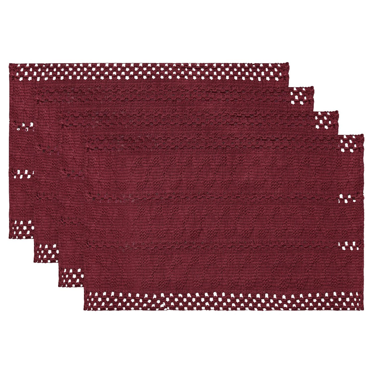 Artoid Mode Black Woven Rustic Hollow Placemats Set of 4-12x18 Inch
