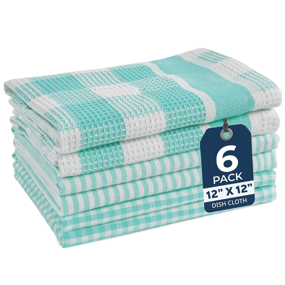 LANE LINEN 100% Cotton Kitchen Dish Cloths, Ultra Soft Absorbent Quick Drying Dish Towels, Multiweave Wash Cloths Dish Towel Sets, 13x28 Inches, 4 Pack - Grey