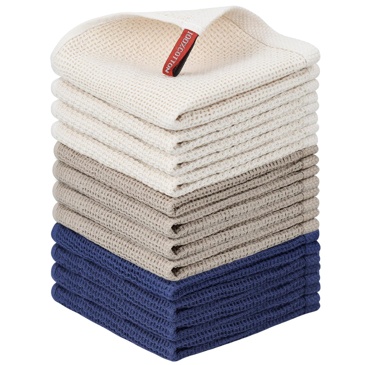 Nialnant 6 Pack Kitchen Towels and Dishcloths Sets,100% Cotton Soft Absorbent Quick Drying Dish Towels for Kitchen,Washing Dishes,12x12 Inches, Multi Color