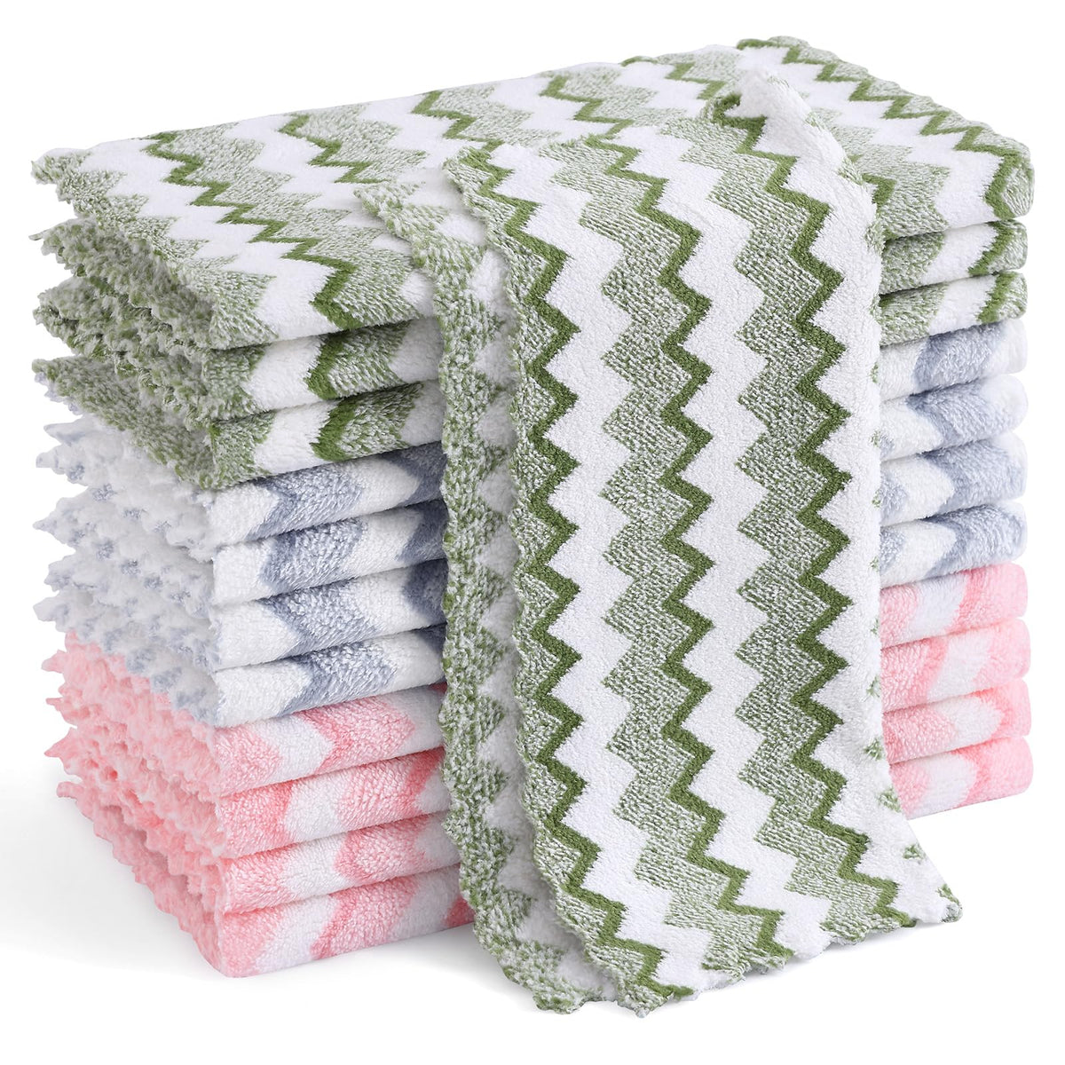 Homaxy 12 Pack Coral Velvet Dish Cloths, 10 x 10 inches, Dark Grey