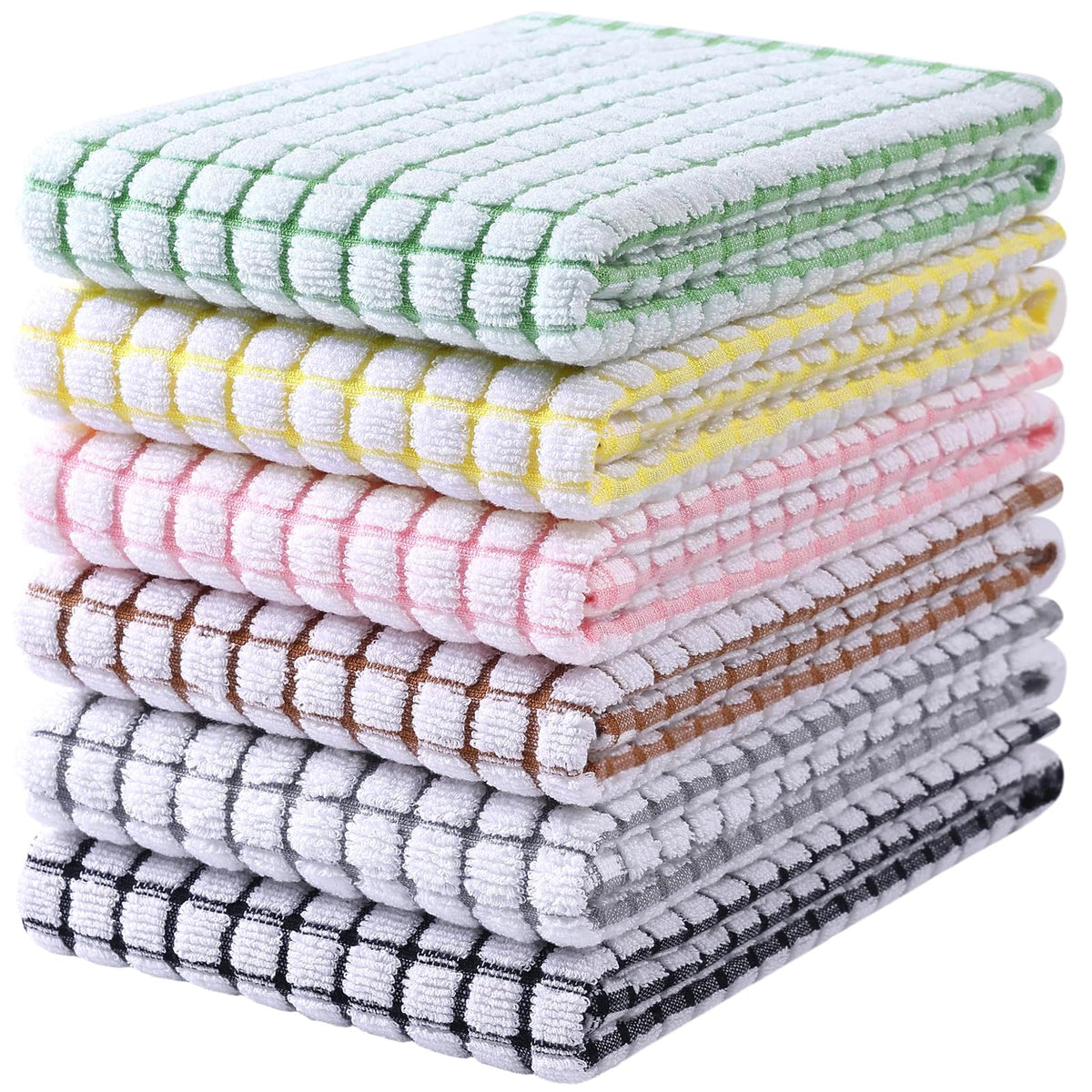 Mordimy Cotton 6 Pack Terry Kitchen Towels, 16 x 25 Inches