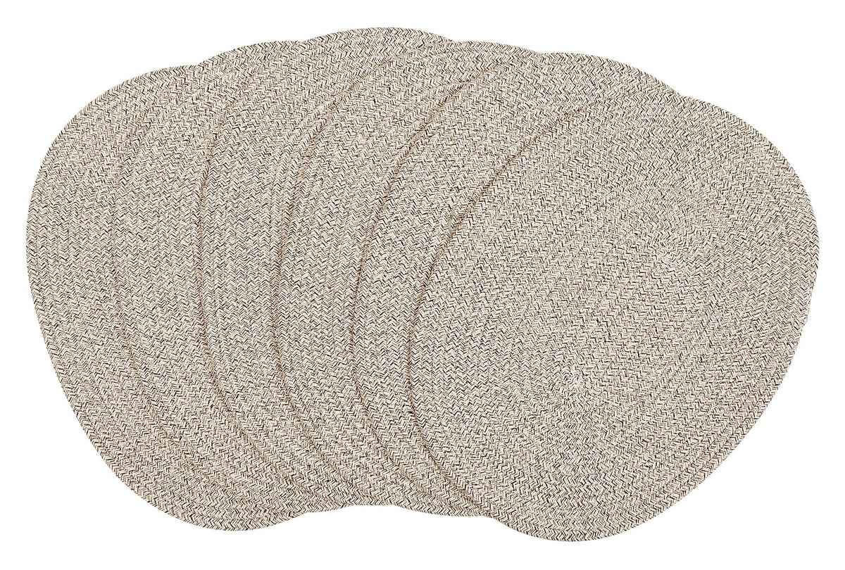 6 Pack Woven Placemats, 12x16 inches Gray Oval Plate Charger Cotton Heat Resistant Non-Slip Weave Place mats Farmhouse Straw Braided Rattan Tablemats Wicker Placemats for Dining Table