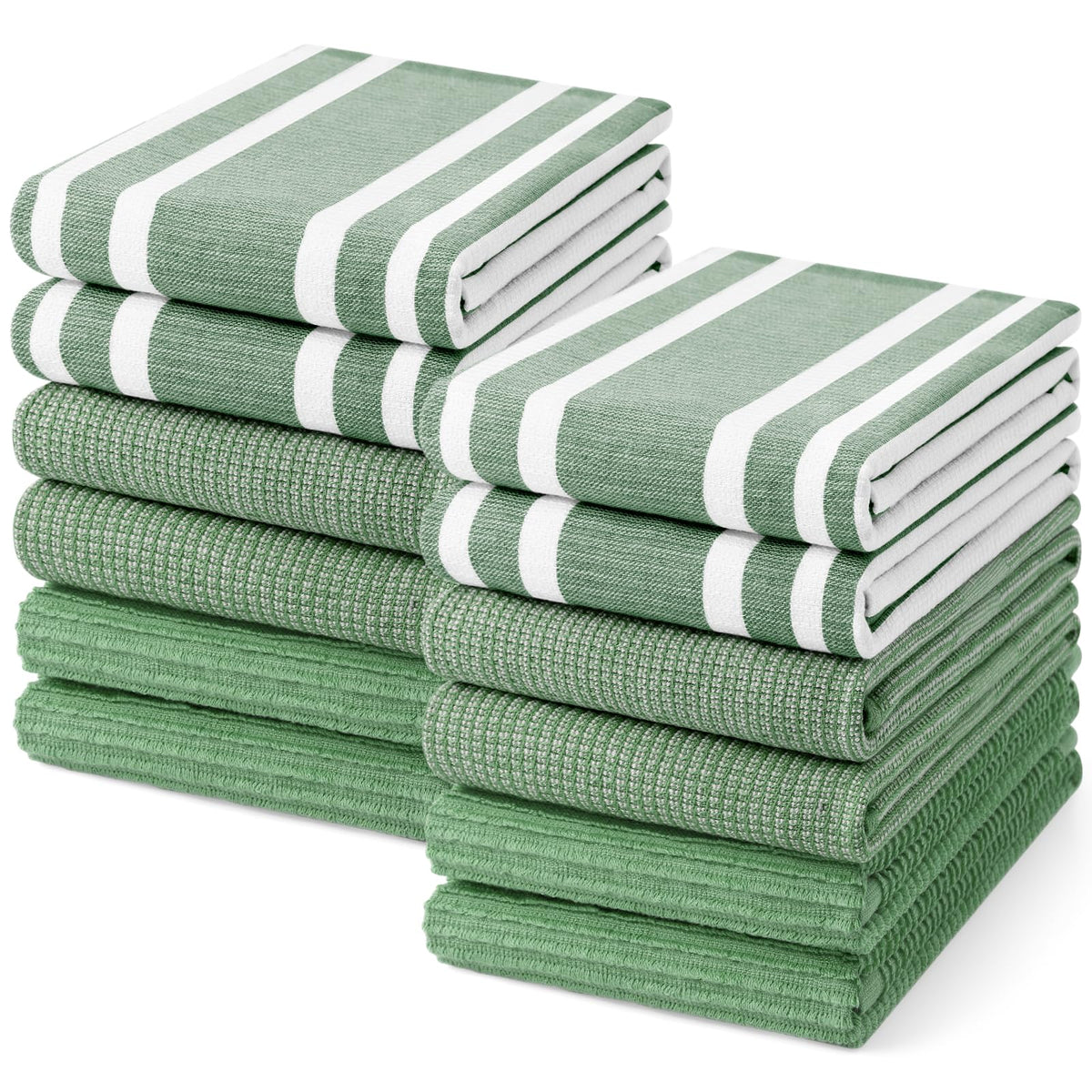 Homaxy Cotton 380 GSM Premium Kitchen Towels, 18"x 28", 6 Pack, Khaki