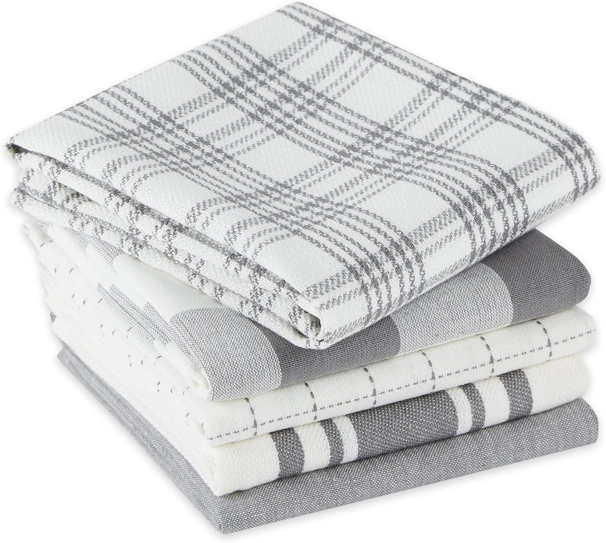 DII Basic Kitchen Large Cotton Dishtowel Set of 5, 18x28, Gray