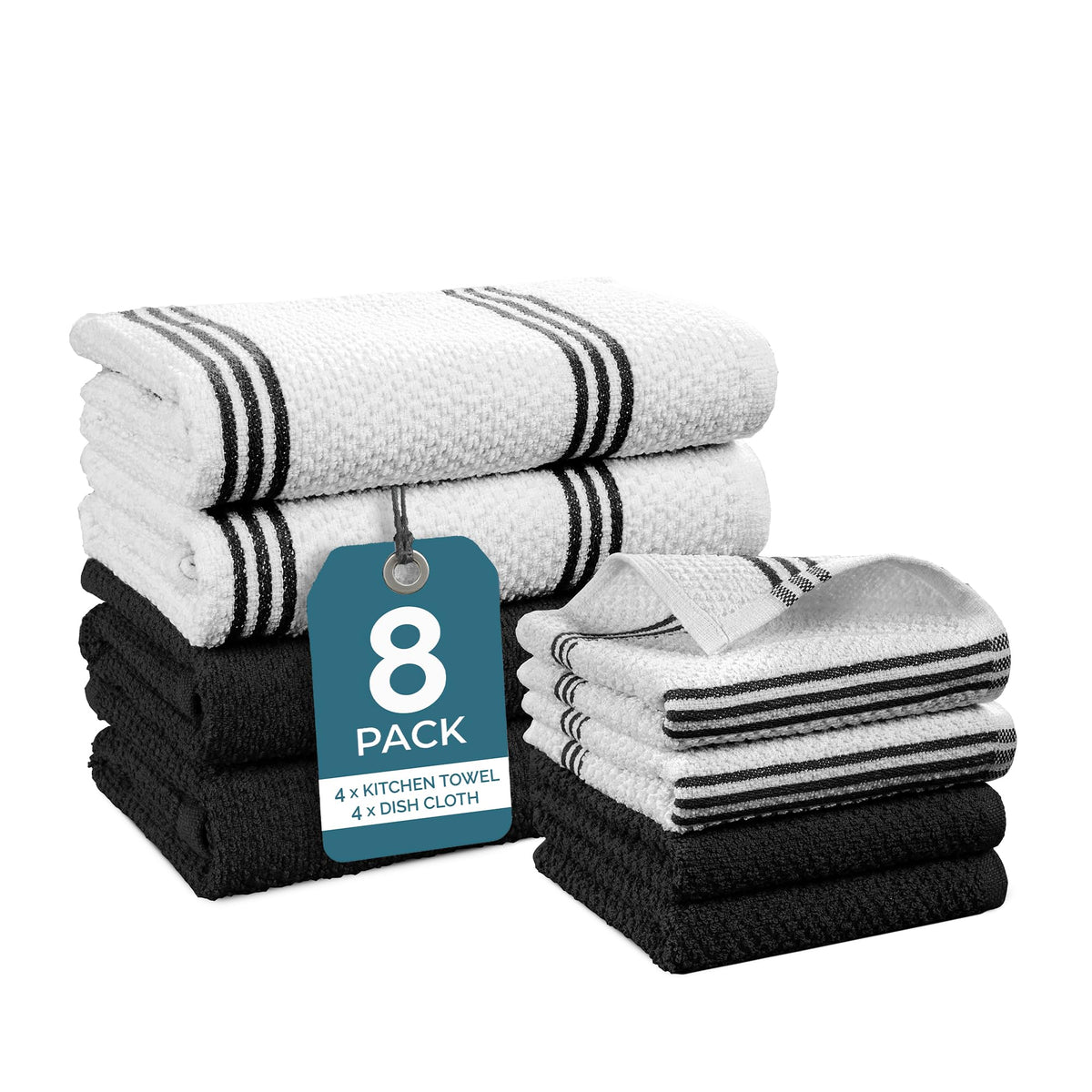 Casa Platino Silicone Oven Mitts Set, 8-Piece – 500°F Heat Resistant Mini Oven Mitt, Potholders for Kitchens, 2 Kitchen Towels & 2 Dish Cloths – Durable, Non-Slip & Machine Washable – Cornflower