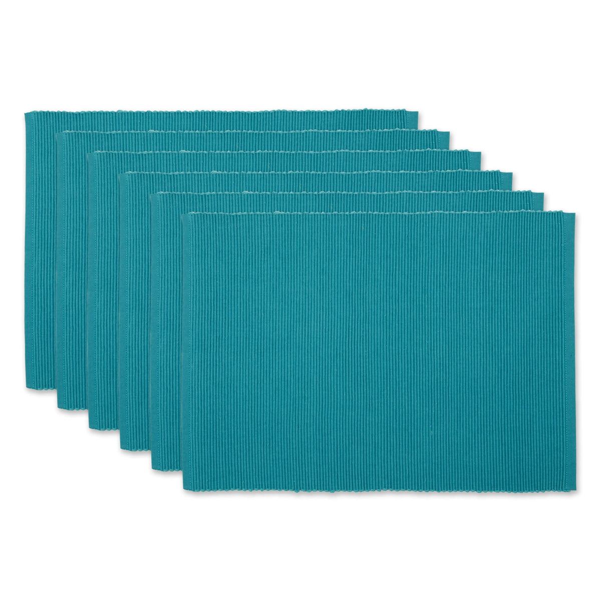 DII Basic Everyday Ribbed Tabletop 100% Cotton, Placemat Set, 13x19, Dark Brown, 6 Piece