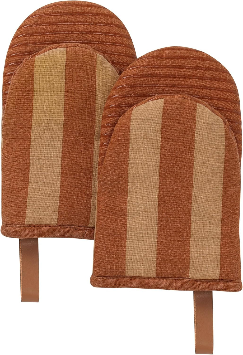 Folkulture Fall Oven Mitts, Heat Resistant,Caramel Brown Set of 2(5.75"x9")
