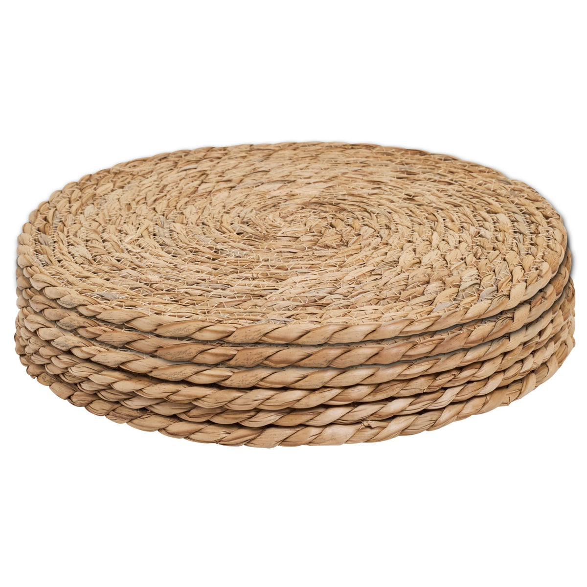 Defined Deco Woven Placemats Set of 4,12" Round Rattan Placemats,Natural Hand-Woven Water Hyacinth Placemats,Farmhouse Weave Place Mats,Rustic Braided Wicker Table Mats for Dining Table,Home,Wedding.