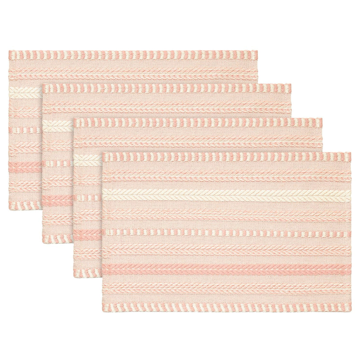 Artoid Mode Caramel Woven Braided Stripe Placemats Set of 4-12x18 Inch