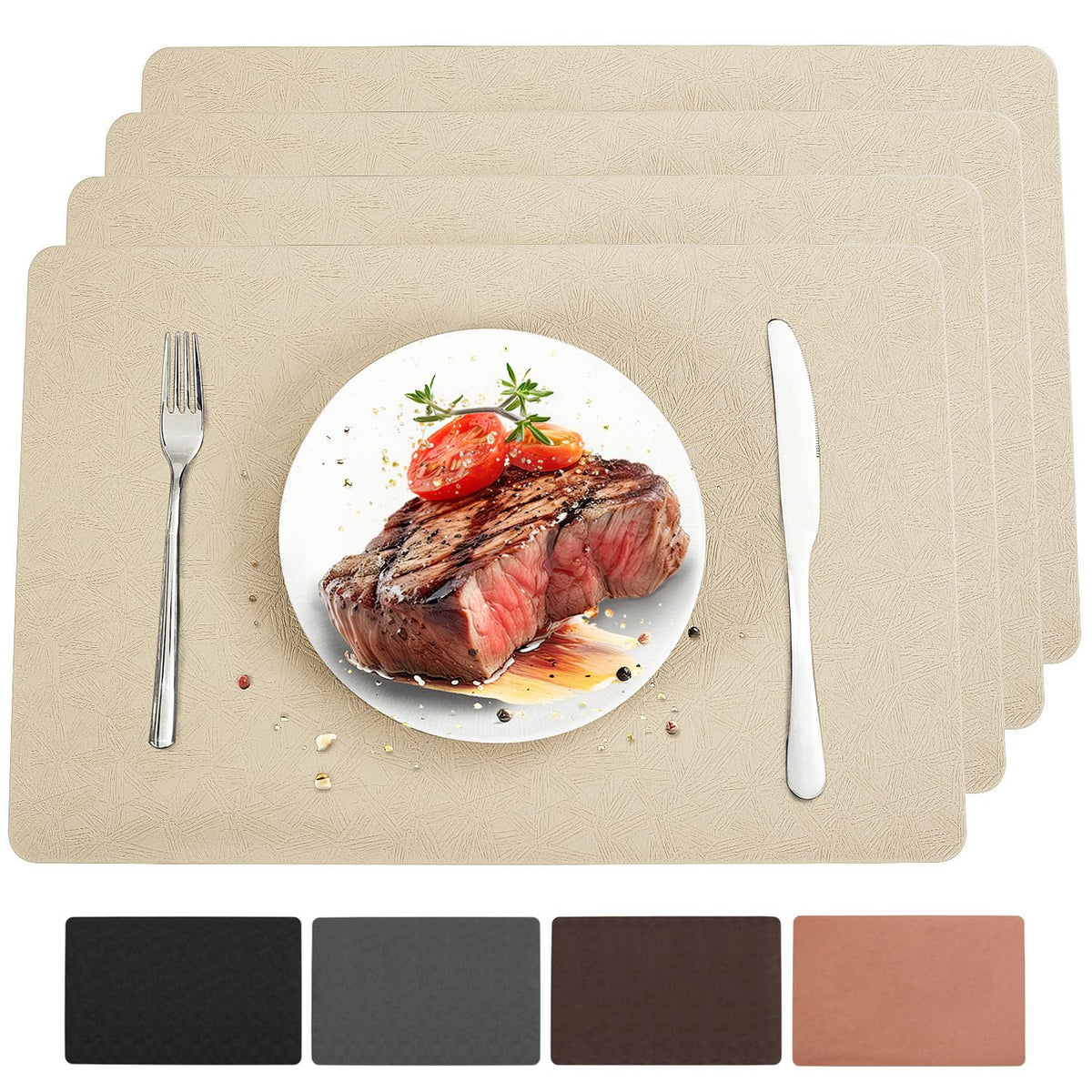 Vinyl Plastic Placemats Set of 6 Waterproof Wipeable Table Mats