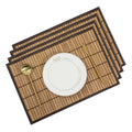 Bamboo Placemats Set of 4 with Fabric Border, Table Mats, Coffee