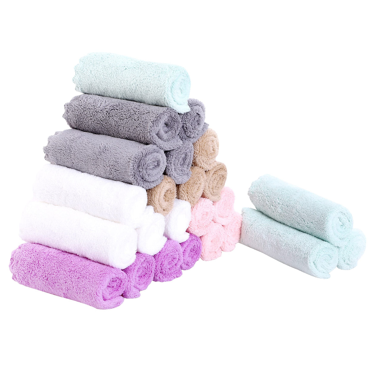 24 Pack Kitchen Dishcloths - Does Not Shed Fluff - Reusable Dish Towels, Dish cloths, Super Absorbent Coral Fleece Cleaning Cloths, Nonstick Oil Washable Fast Drying, 7 x 9 Inch (Multicolor)