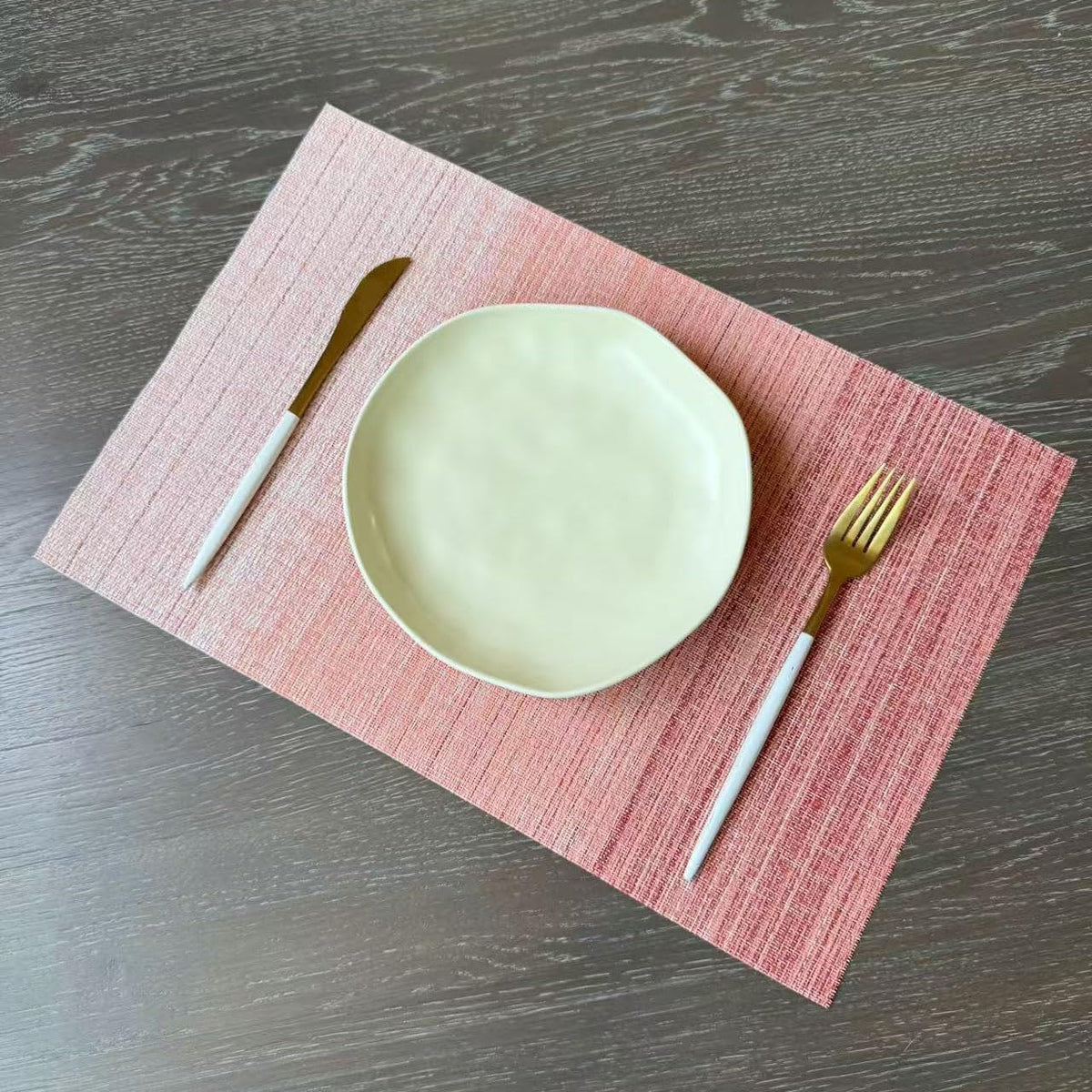 Zupro Pink Placemats Set of 4 Woven PVC 18"x12" for Indoor Outdoor Usage